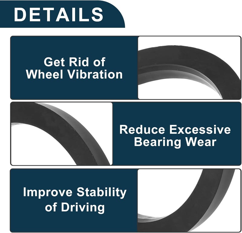TUCKBOLD Car Wheel Hub Centric Rings Durable Wheels Center Shaft Shock Absorbing Hubrings Black 2 Pcs OD 106.1mm to ID 87.1 mm Polycarbonate - Image 4